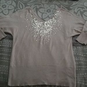 WHBM v neck sequin blouse sz S NWOT